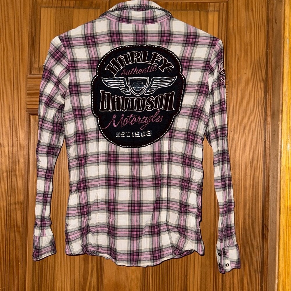 Women’s Harley-Davidson Snap button Flannel Shirt SM plaid READ DESCRIPTION